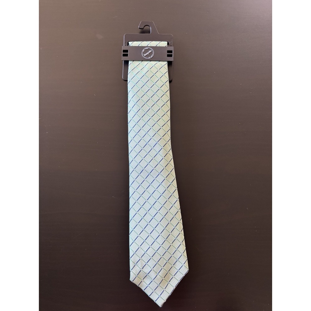 Bespoke New York Green‎ Necktie NEW TIE Green w/ Blue Geometric Bars